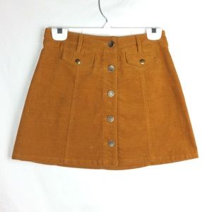 Forever 21 Corduroy Mini Button-Front Skirt Small